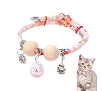 Collier pour chat domestique, collier avec grains de cèdre et cloche - Portable toute la journée réglable pour chats, élégant pour photo, formation, voyage, jardin, fêtes