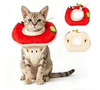 Collier pour chat doux et réglable - Design pomme double face - Protection contre les fuites après une opération chirurgicale / blessure / maladie de la peau (S 16 x 19,5 cm)