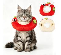 Collier pour chat doux et réglable - Design pomme double face - Protection contre les fuites après une opération chirurgicale / blessure / maladie de la peau (L 24 x 27 cm)