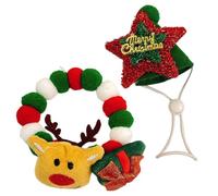 Collier pour chat élastique de Noël avec renne doux et chapeau - Collier réglable avec boule en peluche - Pour fêtes et célébrations à la maison, décorations de Noël, famille joie