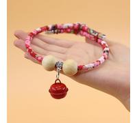 Collier pour Chat Lucky Kimono Cedar-Bead, Collier pour Chien Personnalisé avec Pendentif Porte-Bonheur, Colliers pour Chat avec Clochettes, Ajustables pour s'adapter À Tous Les Animaux (C,M)