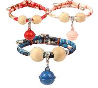 Collier pour Chat Lucky Kimono Cedar-Bead, Collier pour Chien Personnalisé avec Pendentif Porte-Bonheur, Colliers pour Chat avec Clochettes, Ajustables pour s'adapter À Tous Les Animaux (3PCS-A,S)