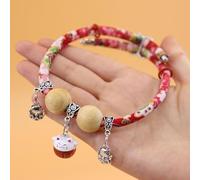 Collier pour Chat Lucky Kimono Cedar-Bead, Collier pour Chien Personnalisé avec Pendentif Porte-Bonheur, Colliers pour Chat avec Clochettes, Ajustables pour s'adapter À Tous Les Animaux (D,XS)