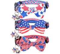 Collier pour chat motif drapeau américain avec nœud papillon et étoile pour le 4 juillet