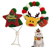 Collier pour Chat, Tour De Cou Élastique Doux avec Bonnet De Renne, Ornement Décoratif avec Boule en Peluche, pour Décoration Maison Amusante Célébration Fête Adoration Famille Vacances