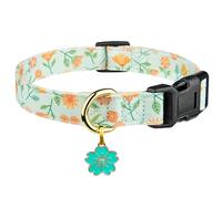 Collier pour chien 100 % coton fabriqué à la main avec de jolis motifs de tournesol vert avec pendentif, jolis colliers pour chiens de petite, moyenne et grande taille, femelle, taille L
