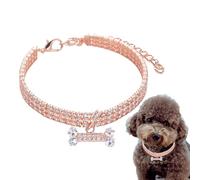 Collier pour chien - 3 rangées de strass avec pendentif en forme d'os, 3 rangées de strass, bijou élégant pour mariage chat et chien, accessoire de fête