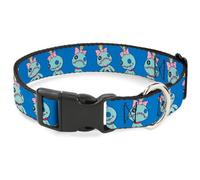 Collier pour chien à clip en plastique Disney | Lilo and Stitch Scrump Poses Bague d'identification réglable durable Bleu