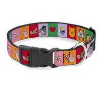 Collier pour chien à clip en plastique Disney | Winnie l'ourson et ses amis et les icônes Blocs multicolores durables réglables avec anneau à libération latérale