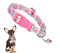 Collier pour chien à motif floral rose avec clochette pour petits chiens, collier à fleurs mignonnes avec clochettes pour chiens et chatons de petite taille (taille XXS)