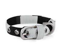 Collier pour chien à rayures noires et blanches - Collier réglable doux et confortable avec boucle en métal pour animal domestique de petite et moyenne taille