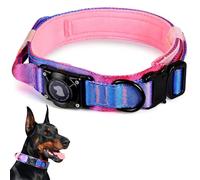 Collier pour chien AirTag étanche avec support AirTag, poignée de contrôle confortable et boucle en métal, support de collier GPS pour chiens de taille moyenne à grande (cône de neige, taille L)