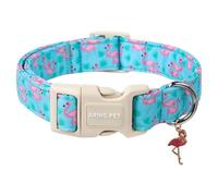 Collier pour chien ARING PET, Collier pour chien avec impression de flamants roses, Mignon collier en coton avec boucle rapide en plastique pour chiens garçons et filles