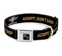 Collier pour Chien avec Boucle de Ceinture de sécurité avec Logo Adopt Dont Shop Noir/Jaune 45,7 à 81,2 cm de Large