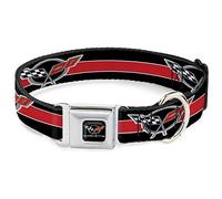 Collier pour Chien avec Boucle de Ceinture de sécurité Corvette C5 Logo rayé Noir, Blanc, Rouge, Gris Répétition 45,7 à 81,3 cm de Large