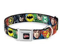 Collier pour Chien avec Boucle de Ceinture de sécurité Justice League 4 Super-héros Poses Logos de 40,6 à 58,4 cm de Large