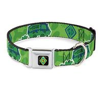 Collier pour chien avec boucle de ceinture de sécurité Scooby Doo Mystery Machine Collage Vert Bleu 28 à 43 cm 2,5 cm de large