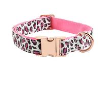 Collier pour Chien avec Boucle en métal, Durable et réglable, Accessoire pour Chien, Doux pour Chiens de Petite, Moyenne et Grande Taille (Taille S (25,4 à 35,6 cm), léopard Rose)