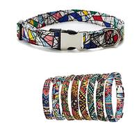 Collier pour chien avec motifs géométriques tribaux bohèmes, doux, style ethnique, réglable, blanc