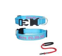 Collier pour Chien avec Nom Et Numéro de Téléphone, Collier Personnalisé en Nylon Brodé, Boucle À Double Anneau en D À Dégagement Rapide pour Petit Chiot, Moyen Grand Chien