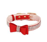 Collier pour Chien avec nœud et Strass Brillants, en Velours Doux, à Paillettes Chaudes(Red 2,M)
