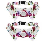 Collier pour chien avec nœud papillon - Collier de smoking formel réglable avec collier de chemise amovible - Collier pour chat de petite taille - Motif vintage oiseau, papillon, fleur, feuille