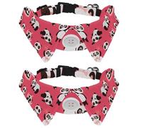 Collier pour chien avec nœud papillon - Collier de smoking formel réglable avec collier de chemise amovible - Collier pour chat de petite taille - Princesse Panda Ours endormi - Rose
