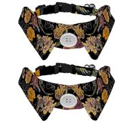 Collier pour chien avec nœud papillon - Collier de smoking formel réglable pour chien avec collier de chemise amovible - Collier pour chat de petite taille - Beau motif asiatique Koi et fleurs