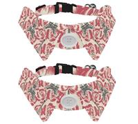 Collier pour chien avec nœud papillon - Collier de smoking formel réglable pour chien avec collier de chemise amovible - Collier pour chat de petite taille - Motif Tour Eiffel France et fleurs roses