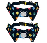 Collier pour chien avec nœud papillon, collier de smoking formel réglable pour chien avec collier de chemise amovible, collier pour chat pour petits animaux de compagnie, motif de monstres mosaïque