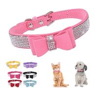 Collier pour chien avec nœud papillon - Petit collier réglable avec strass et strass - Pour chaton ou chaton