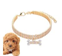Collier pour chien avec strass et pendentif en os réglable pour chiens et chats