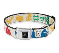 Collier pour chien Boucle de ceinture de sécurité DC League of Super Pets Silhouette de super-héros 40,6 à 58,4 cm de large