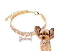 Collier pour Chien | Collier avec Pendentif en os et Strass pour Animaux de Compagnie - Collier réglable - Bijou de Mariage élégant pour Petits Animaux de Compagnie - Strass K