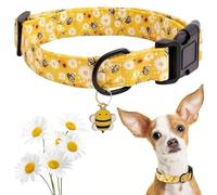 Collier pour Chien Daisy, Collier pour Chien en Coton avec Motif Abeille, Animal de Compagnie Doux et réglable pour Chiens de Petite, Moyenne et Taille, Motif Abeille Jaune avec Charme, M, mig