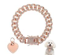 Collier pour Chien de 20cm, Collier en Or Rose avec Diamants avec Médaille en Forme de Cour et Strass Collier pour Chien en Forme de Cour pour Chiens de Petite Moyenne et Grande Taille Chats
