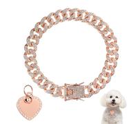 Collier pour Chien de 25cm, Collier en Or Rose avec Diamants avec Médaille en Forme de Cour et Strass Collier pour Chien en Forme de Cour pour Chiens de Petite Moyenne et Grande Taille Chats