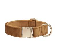 Collier pour chien de couleur magnifique, boucle en métal réglable, en velours, différentes tailles, collier pour animaux de compagnie pour petits, moyens et grands, sans cordon, café, S