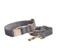 Collier pour chien de couleur magnifique, boucle en métal réglable, en velours, différentes tailles, collier pour animaux de compagnie pour petits, moyens et grands, avec cordon, gris clair A, L