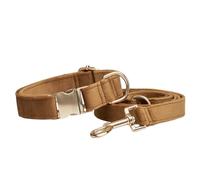 Collier pour chien de couleur magnifique, boucle en métal réglable, en velours, différentes tailles, collier pour animaux de compagnie pour petits, moyens et grands, avec cordon, café A, L