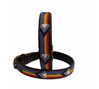 Collier pour chien de grande race en cuir avec perles - Tour de cou 46-51 cm, largeur 2 cm et 3 cm (perle « Pride », 45,7 - 50,8 cm de large)