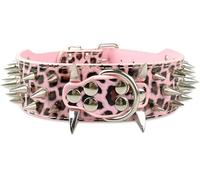 Collier pour Chien de Grande Taille, Collier clouté en Cuir pour Chien, Camouflage, S-Rose 2-S