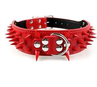 Collier pour Chien de Grande Taille, Collier clouté pour Chien, Collier en Cuir pour Animal de Compagnie, Camouflage, S-Rouge 2-S