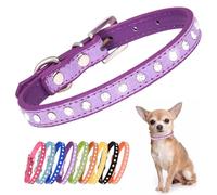 Collier pour chien de taille moyenne avec strass pour chiot Taille M | Similicuir violet, joli cristal brillant, réglable pour chiens femelles de petite et moyenne taille, 7 couleurs, largeur 2 cm