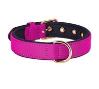 Collier pour chien d'extérieur imperméable réglable en nylon rembourré respirant pour chihuahua, carlin, schnauzer, rose rouge, L