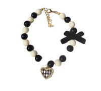 Collier pour Chien Diamant Collier de Chat à nœud Vintage, Pendentif en Perle d'amour Cristal, Ornement Cou Diamant, Accessoires Mignons for Animaux Compagnie(Black,S(20-25CM))