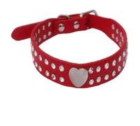 Collier pour Chien Diamant Collier for Animaux de Compagnie, Double rangée Diamant d'eau, Accessoire en Forme cœur Lisse, Cuir PU for Chien(Red,XXS)