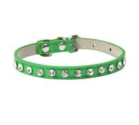 Collier pour Chien Diamant Collier for Animaux de Compagnie en Strass Diamant Brillant coloré, Sangle Cou Cuir PU, sans Danger for Chat et Chien, Fournitures Souples(Green,S)