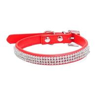 Collier pour Chien Diamant Colliers for Animaux de Compagnie en Strass Brillant for Chiens Petite et Moyenne Taille, Chien Cuir PU, réglable(Red,XS)