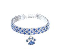 Collier pour Chien Diamant Strass Diamant incrusté for Petit Chien Chaton Collier Chats Empreintes Animal de Compagnie(Blue-M)